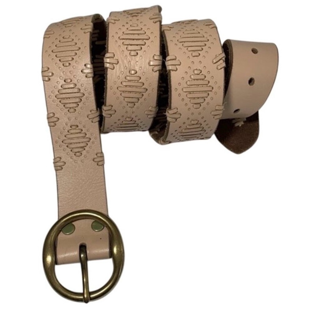 Lucky Brand Belt whip stitch Boho Size Medium Woven Leather Light Beige - Picture 2 of 4